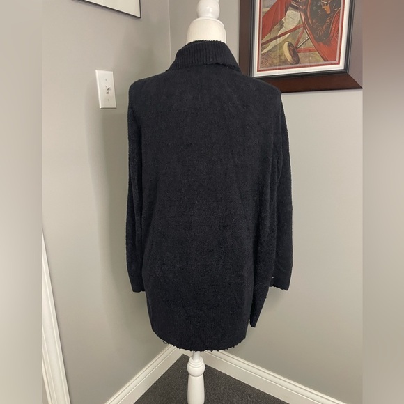 Barefoot Dreams Sweater Womens Large Black CozyChic Lite Circle Cardigan - Picture 4 of 5